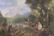 Jean-Antoine Watteau The Embarkation for Cythera (mk05) oil on canvas